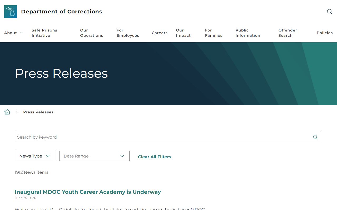 Alpena County arrest records and official Michigan corrections press updates