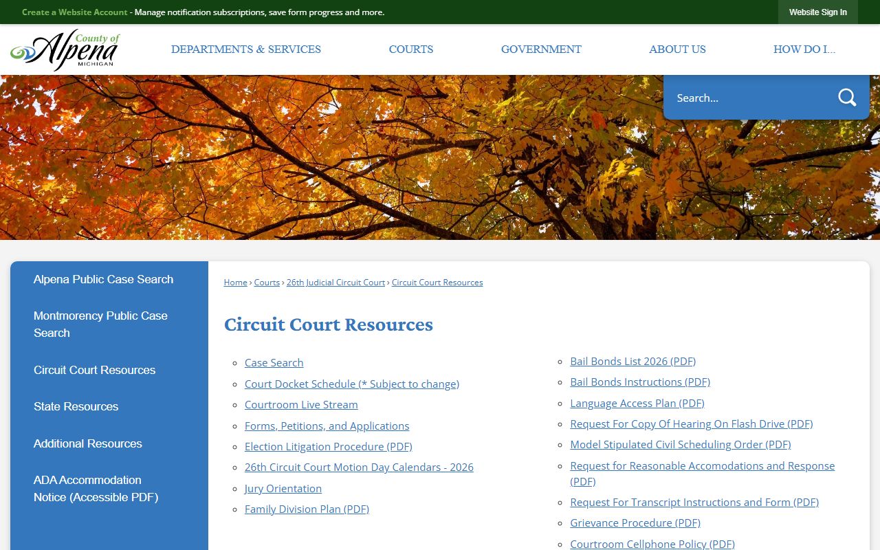 Alpena County court dockets