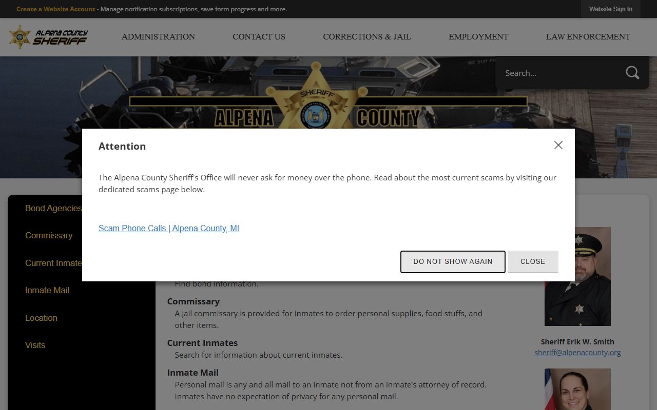 Alpena County inmate corrections and jail records hub