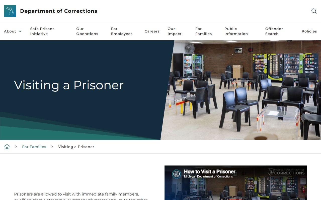 Alpena County inmate MDOC state prison visitation guide