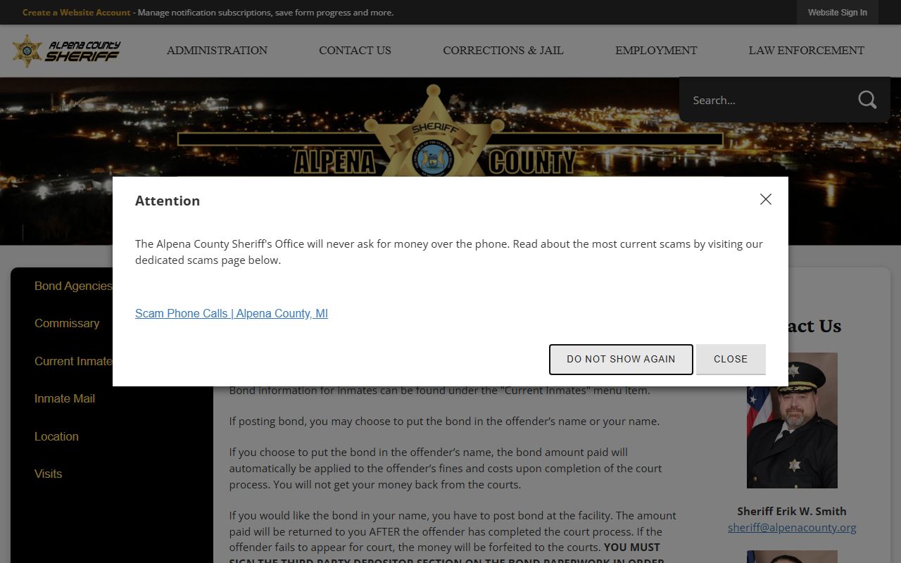 Alpena County warrant - bond agencies and payments