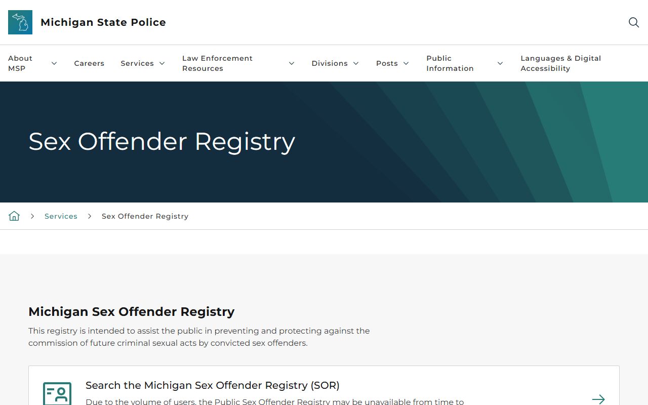 Alpena County warrant - Michigan sex offender registry